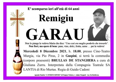 &ldquo;Brullas de  stanghera&rdquo; cum&eacute;dia in l&iacute;ngua sarda de sa cumpangia teatrali &ldquo;Sa L&agrave;ntia de Rio Murtas&rdquo;. 8 de Meseidas 2021, h. 18.00, in su Tzineteatru Murgia