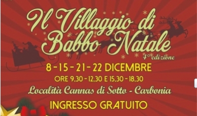 Carb&ograve;nia. Dom&iacute;nigu 8 de Meseidas su primu at&oacute;biu cun "Il Villaggio di Babbo Natale" in su Parcu Archiol&oacute;gicu de "Cannas di Sotto".