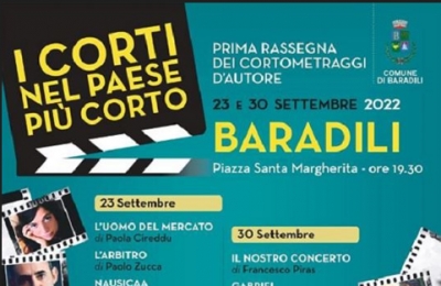 Comunu de Bar&agrave;dili, &ldquo;I corti nel paese pi&ugrave; corto-Is curtzus in sa bidda prus pitica&rdquo;: una rassinna de cortometr&agrave;gius d&rsquo;autori