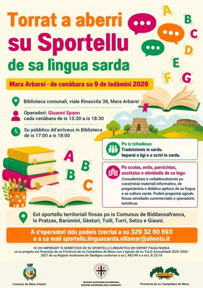 Mara Arbarei: de su 9 de Lad&agrave;mini torrat a aberri in Biblioteca su Sportellu de sa l&igrave;ngua sarda.