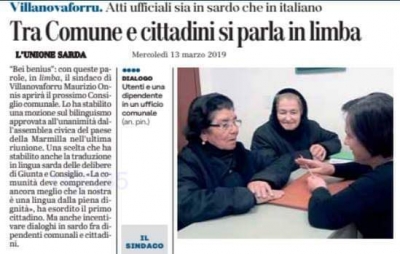 Biddanoa de Forru: Su Comunu fueddat in sardu a is tzitadinus.