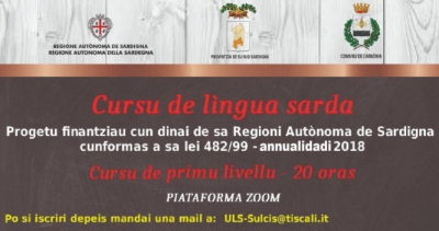 Carb&ograve;nia. Su Cursu de L&iacute;ngua Sarda de I livellu si fait in sa retza. Si arritzint is iscritzionis